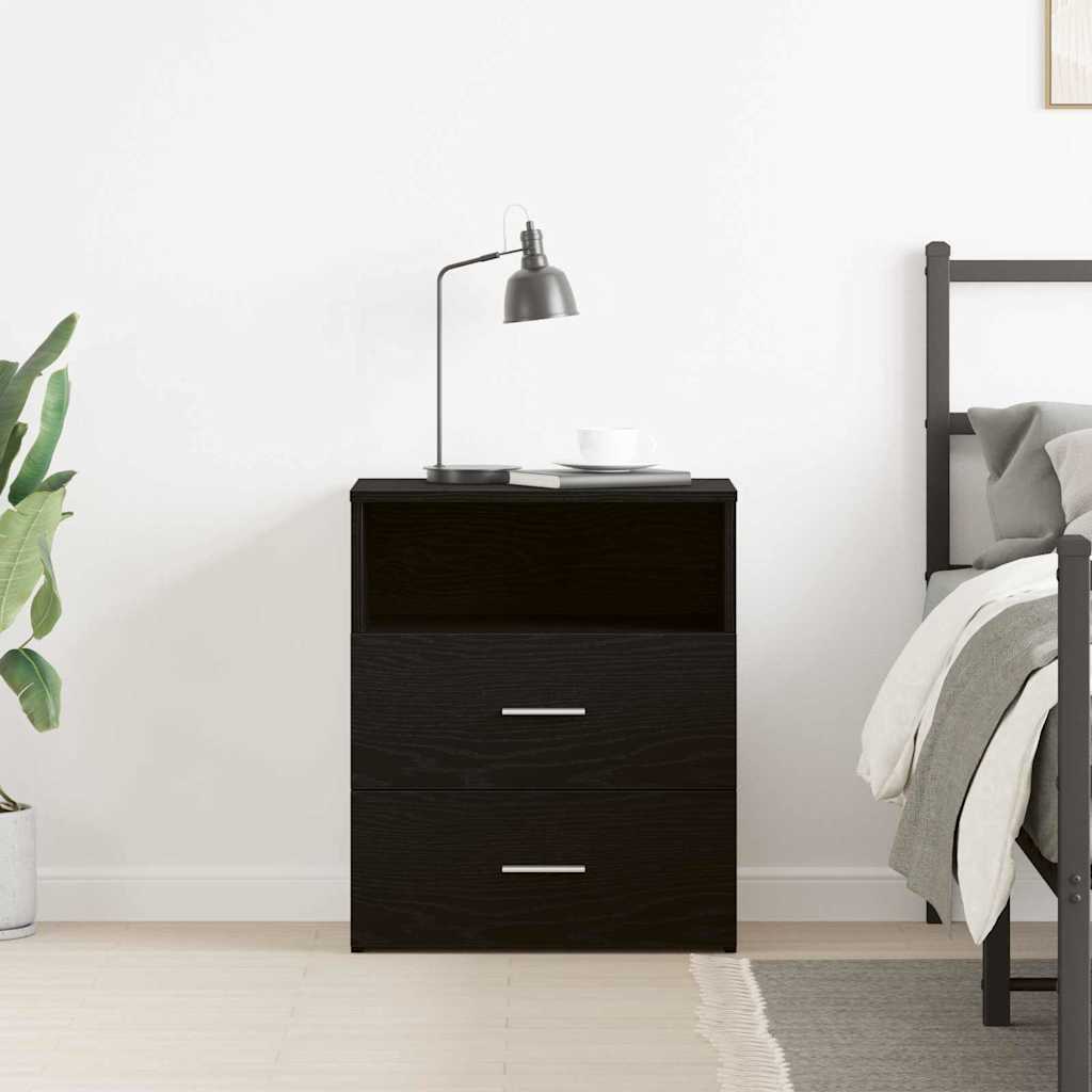 Nightstand with Drawer Black Oak 50 x 32 x 60cm Engineered Wood