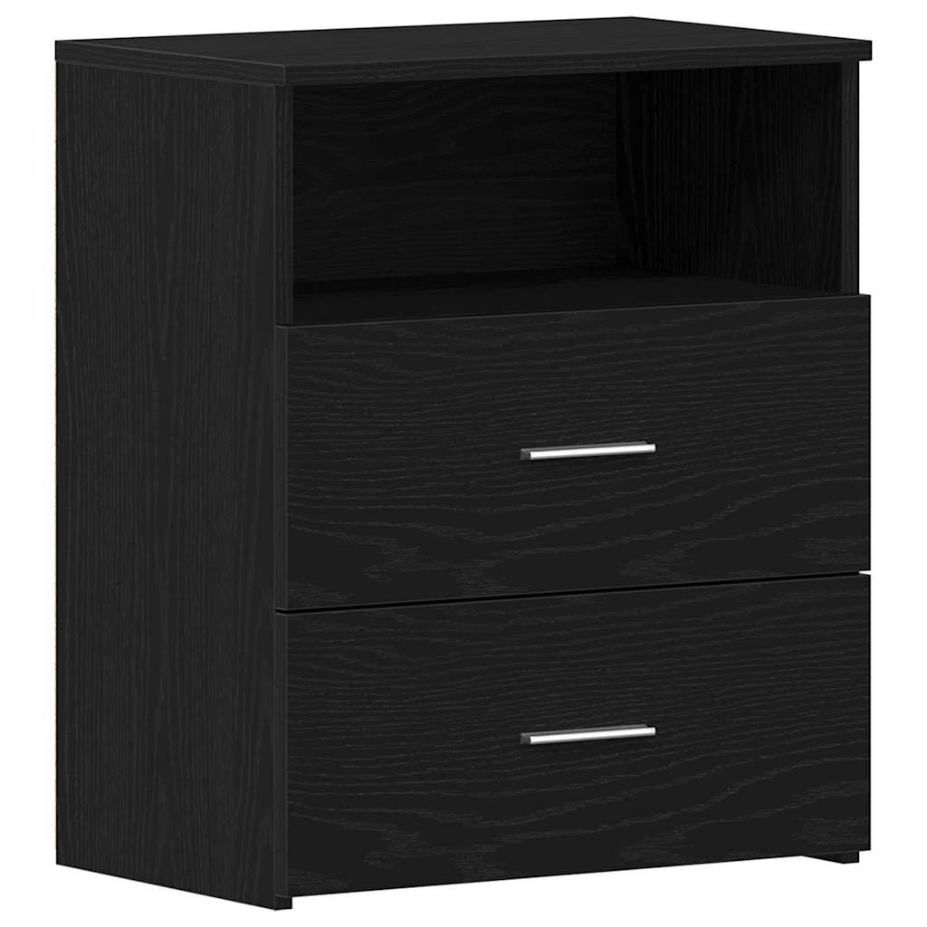 Nightstand with Drawer Black Oak 50 x 32 x 60cm Engineered Wood