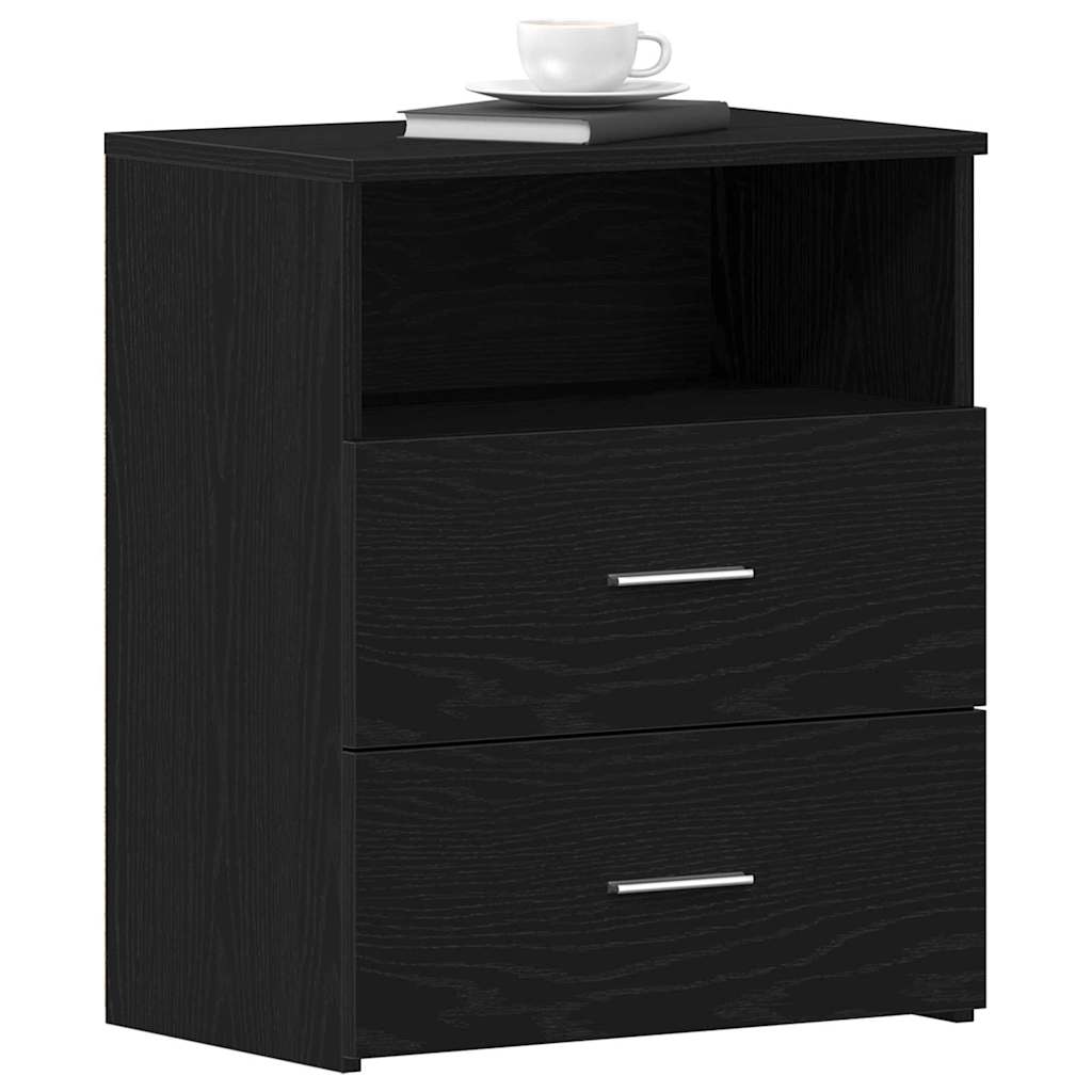 Nightstand with Drawer Black Oak 50 x 32 x 60cm Engineered Wood