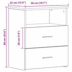 Nightstand with Drawer Black Oak 50 x 32 x 60cm Engineered Wood