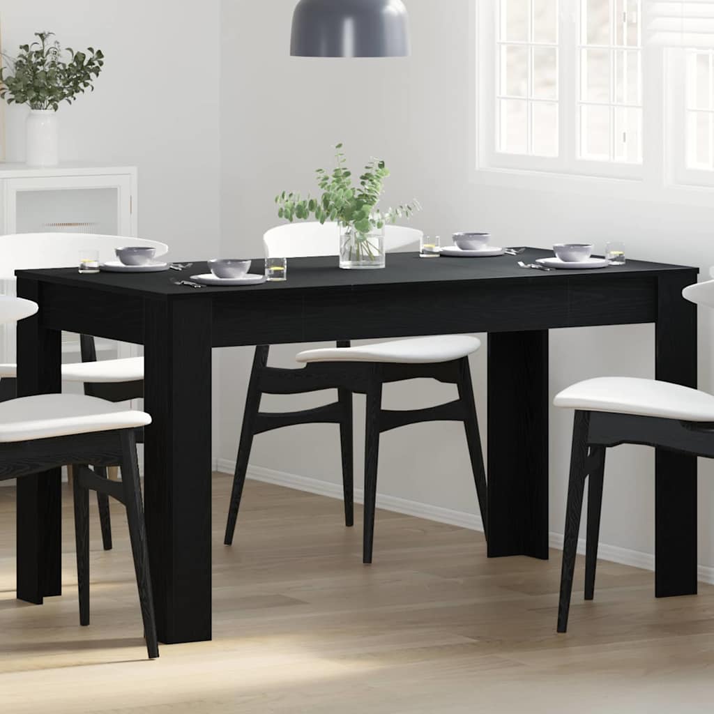 Dining Table Black Oak 140 x 74.5 x 76 cm Poly Rattan