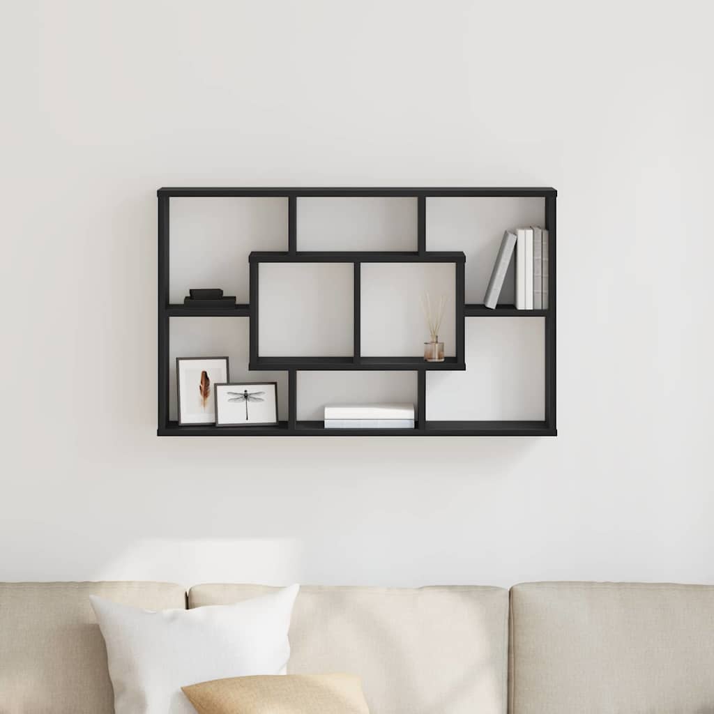 Wall Shelf Black Oak 85 x 16 x 52.5 cm Engineered Wood