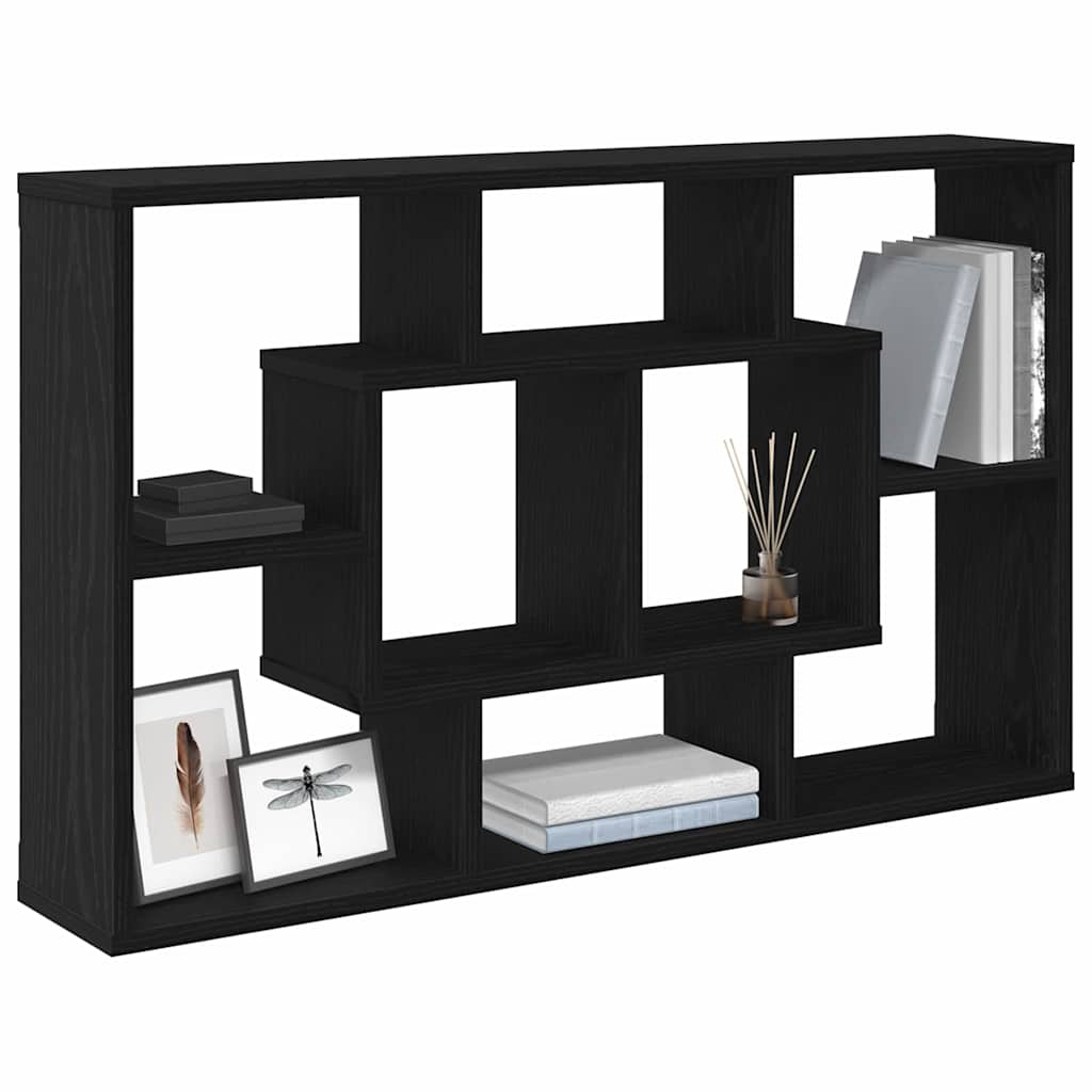 Wall Shelf Black Oak 85 x 16 x 52.5 cm Engineered Wood