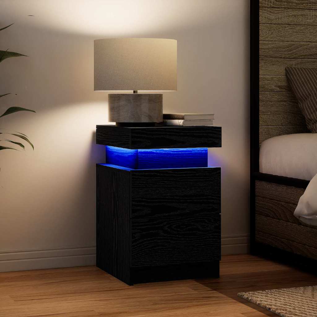 Bedside Cabinet Black Oak 35 x 39 x 55 cm Engineered wood