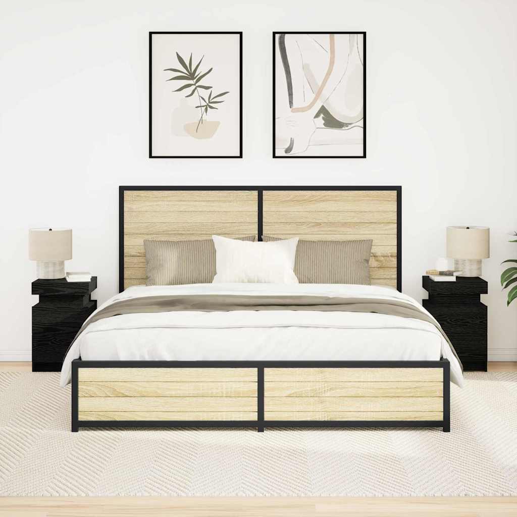 Bedside Cabinet 2 pcs Black Oak 35 x 39 x 55 cm Engineered wood