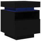 Bedside Cabinet with Drawer 2 pcs Black Oak 40 x 39 x 48.5 cm