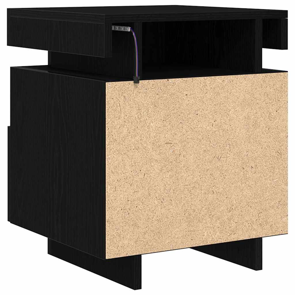 Bedside Cabinet with Drawer 2 pcs Black Oak 40 x 39 x 48.5 cm