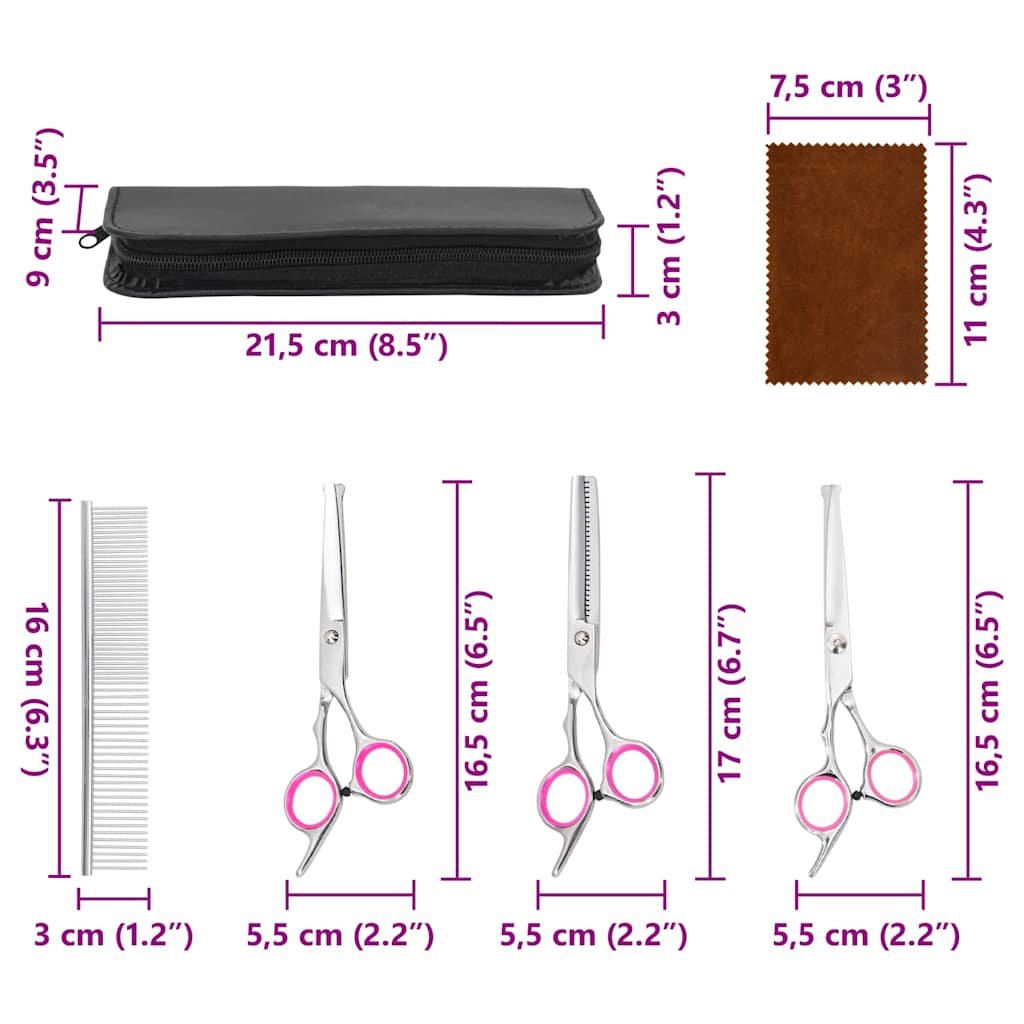 4 Piece Dog Grooming Scissors Set Stainless Steel
