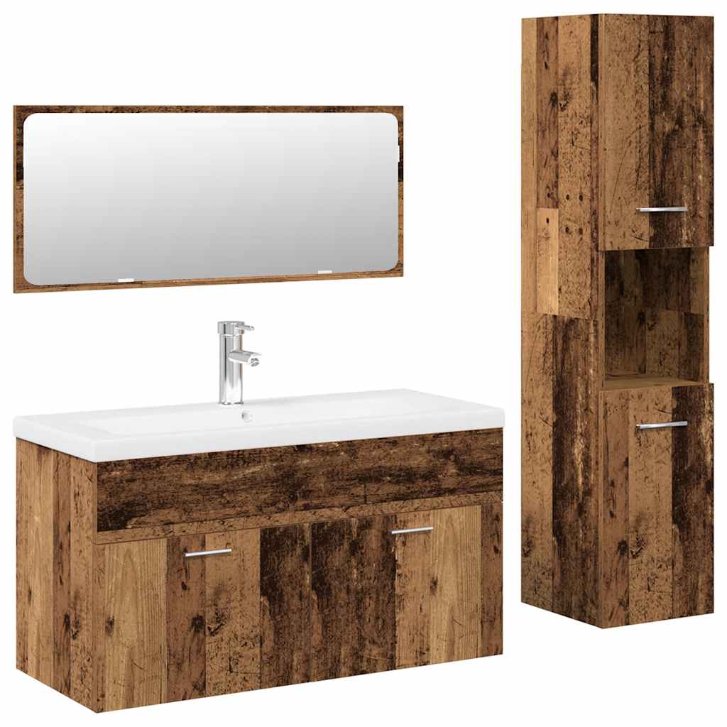 4 Piece Bathroom Furniture Set Old Wood Engineered Wood
