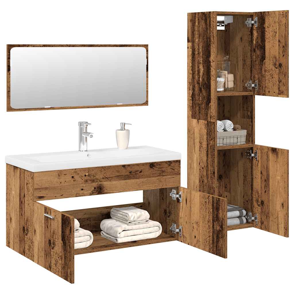 4 Piece Bathroom Furniture Set Old Wood Engineered Wood