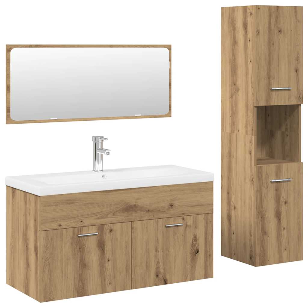 4 Piece Bathroom Furniture Set Artisan Oak Engineered Wood