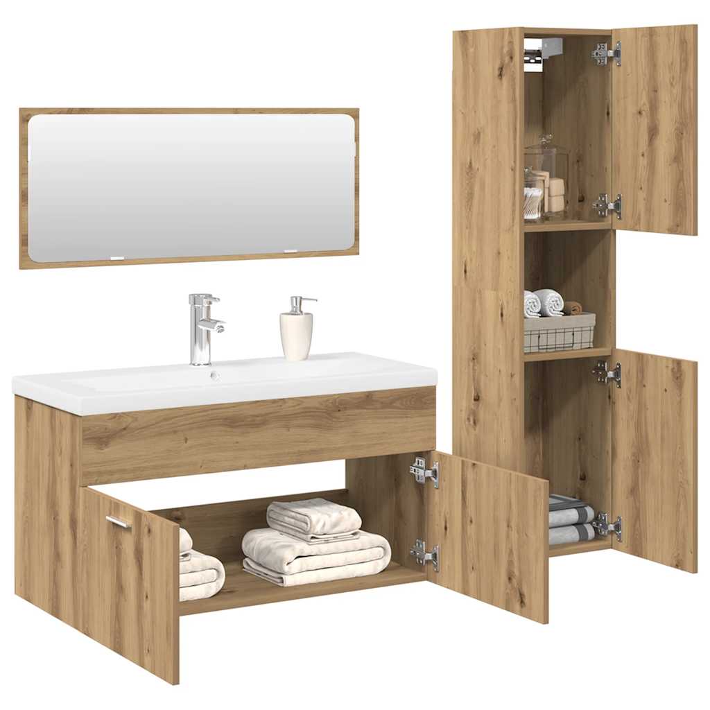4 Piece Bathroom Furniture Set Artisan Oak Engineered Wood
