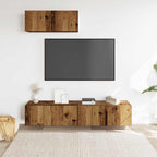 3 Piece TV Cabinet Set Wall-mounted Old Wood Engineered Wood
