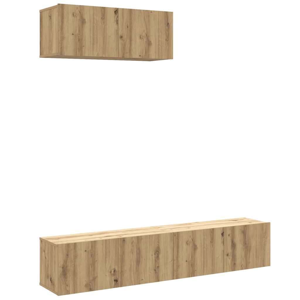 3 Piece TV Cabinet Set Wall-mounted Artisan Oak Engineered Wood
