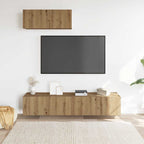 3 Piece TV Cabinet Set Wall-mounted Artisan Oak Engineered Wood