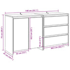 2 Piece Sideboard Old Wood Engineered Wood