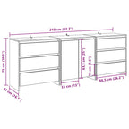 3 Piece Sideboard Old Wood Engineered Wood