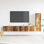 3 Piece TV Cabinet Set Wall-mounted Old Wood Engineered Wood