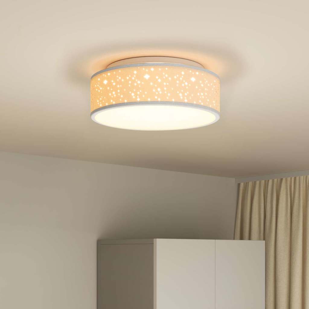 Ceiling Lamp with Spotlights Grey 38 x 38 x 13.5 cm Fabric