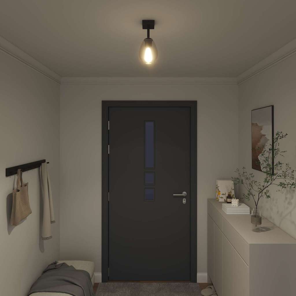 Ceiling Spotlight Black 13 x 13 x 26 cm Glass and Metal