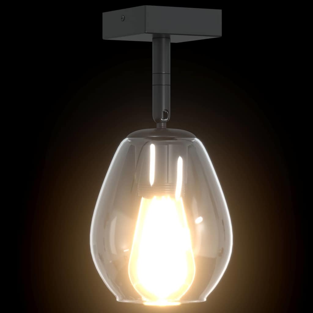 Ceiling Spotlight Black 13 x 13 x 26 cm Glass and Metal