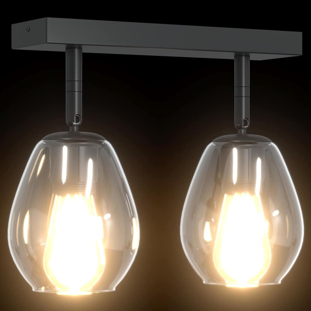 Ceiling Spotlight Black 33 x 13 x 26 cm Glass and Metal