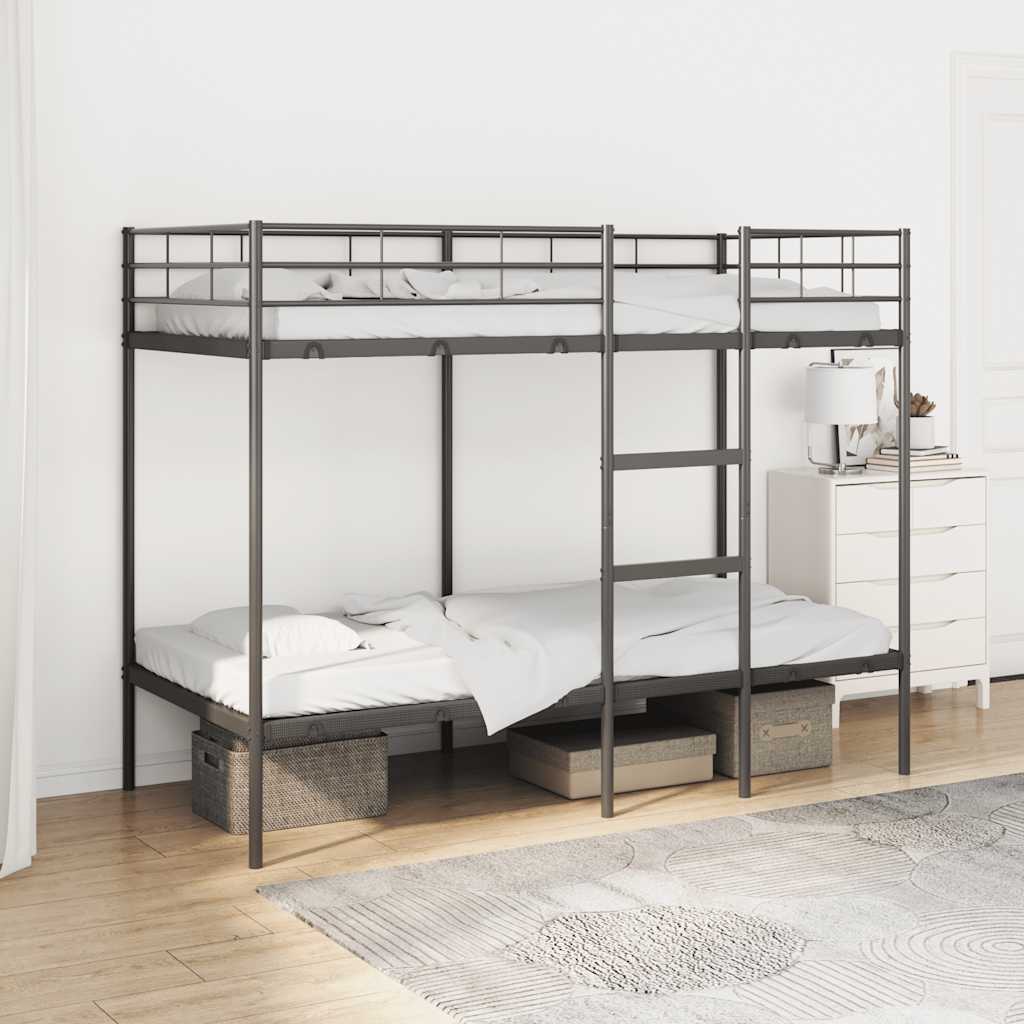 Bunk Bed without Mattress Black 90x200 cm Steel