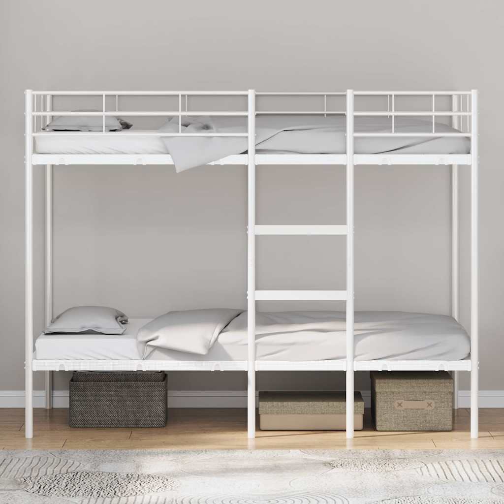 Bunk Bed without Mattress White 100x190 cm Steel