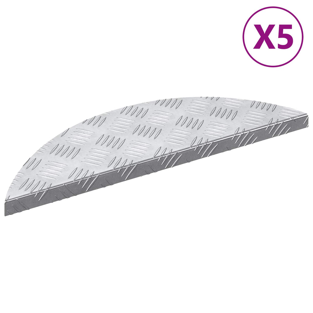 Stair Tread Crescent 5 pcs Silver 60 x 18 cm Aluminium