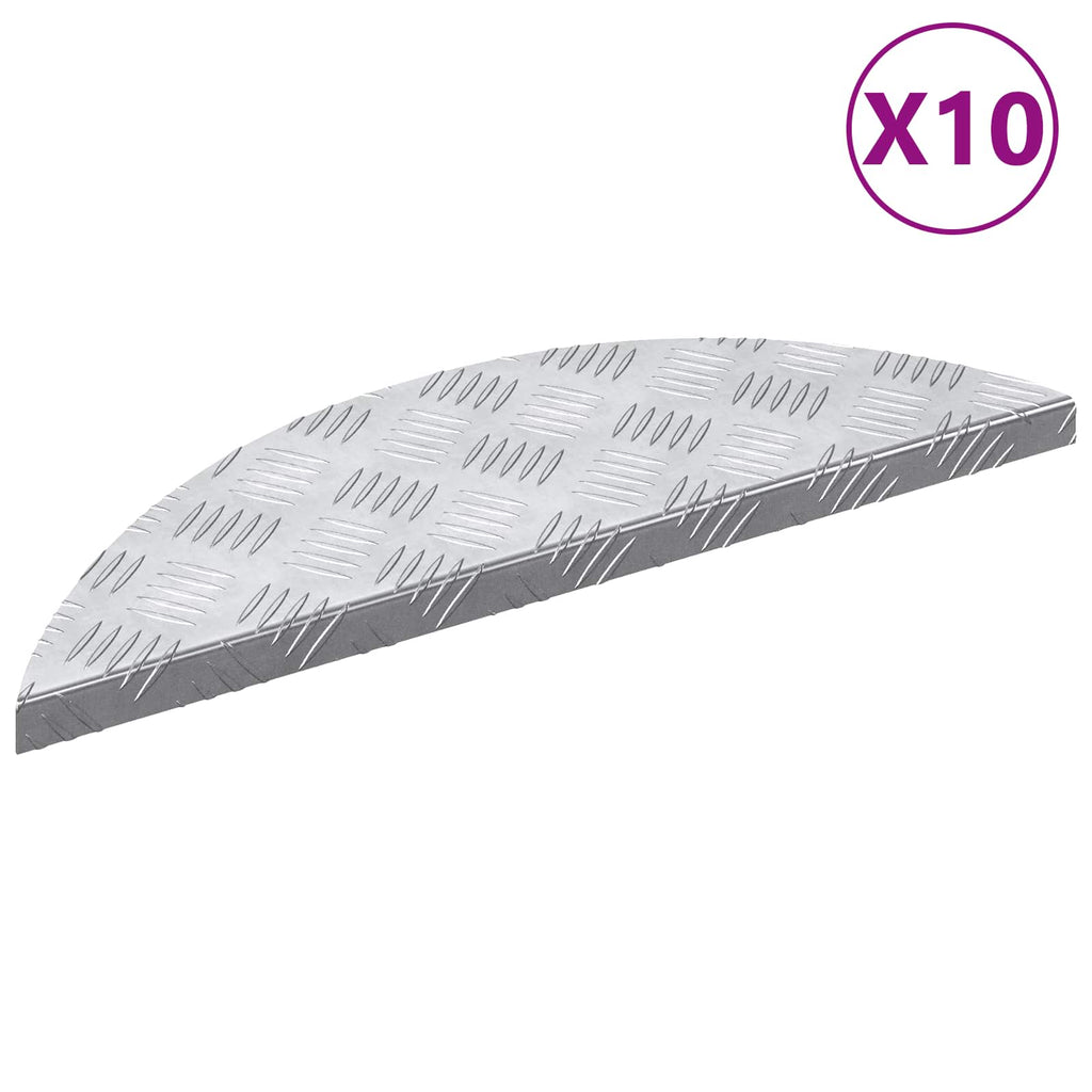 Stair Tread Crescent 10 pcs Silver 60 x 18 cm Aluminium