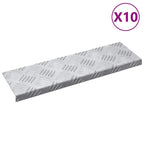 Stair Tread Rectangular 10 pcs Silver 60 x 18 cm Aluminium