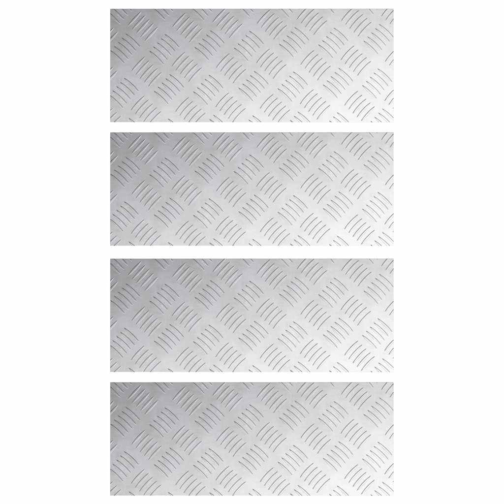 Stair Tread Rectangular 4 pcs Silver 50 x 20 cm Aluminium