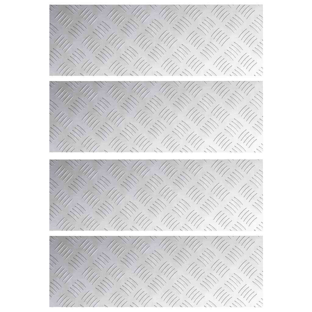 Stair Tread Rectangular 4 pcs Silver 60 x 20 cm Aluminium