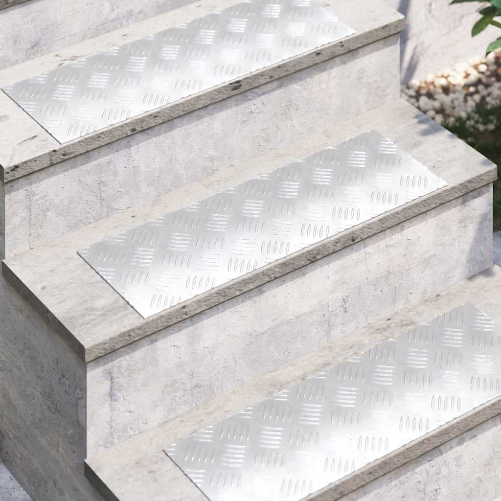 Stair Tread Rectangular 2 pcs Silver 60 x 20 cm Aluminium
