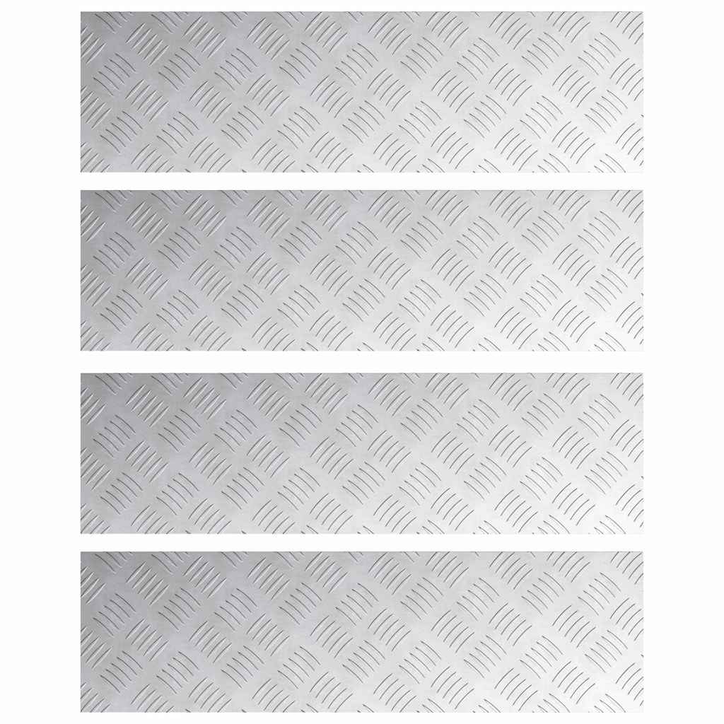 Stair Tread Rectangular 4 pcs Silver 70 x 20 cm Aluminium