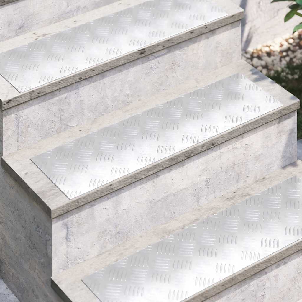Stair Tread Rectangular 4 pcs Silver 70 x 20 cm Aluminium