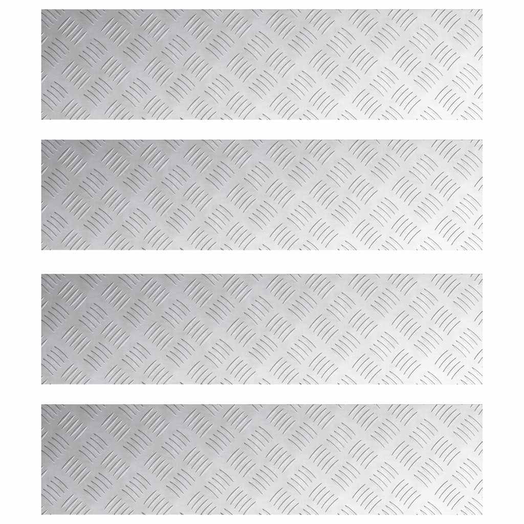 Stair Tread Rectangular 4 pcs Silver 80 x 20 cm Aluminium