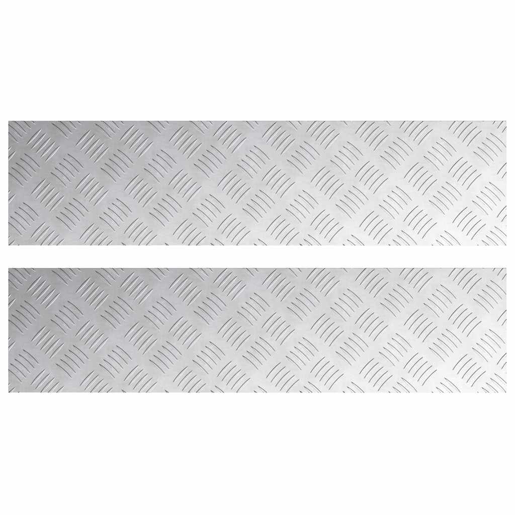 Stair Tread Rectangular 2 pcs Silver 80 x 20 cm Aluminium