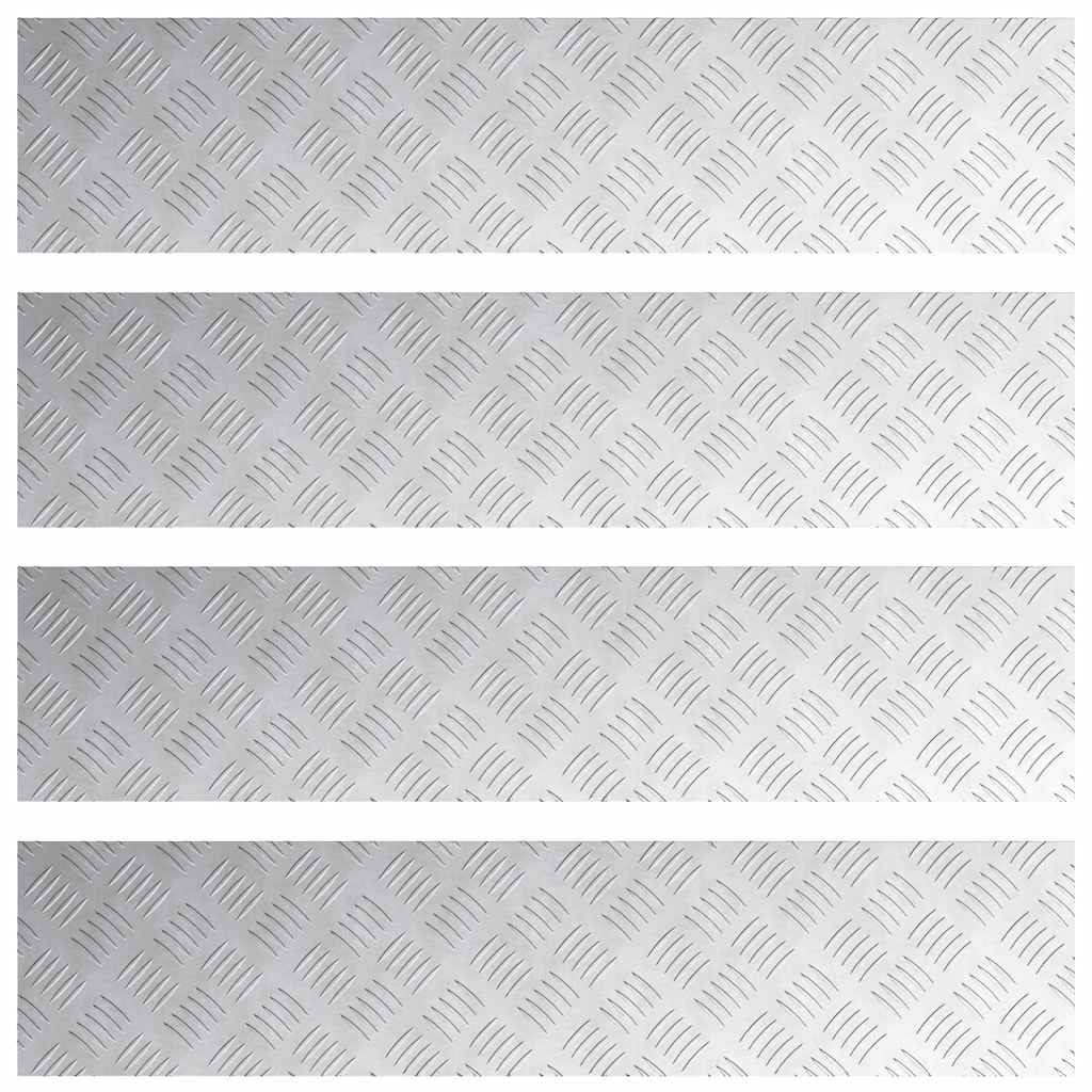 Stair Tread Rectangular 4 pcs Silver 90 x 20 cm Aluminium