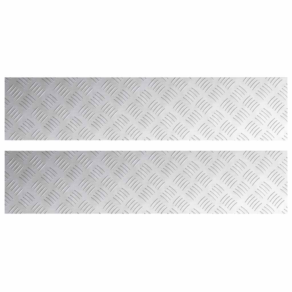 Stair Tread Rectangular 2 pcs Silver 90 x 20 cm Aluminium