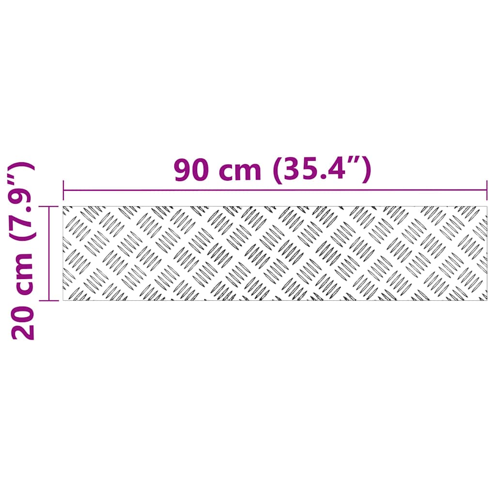 Stair Tread Rectangular 2 pcs Silver 90 x 20 cm Aluminium