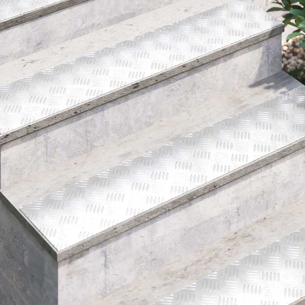 Stair Tread Rectangular 2 pcs Silver 100 x 20 cm Aluminium