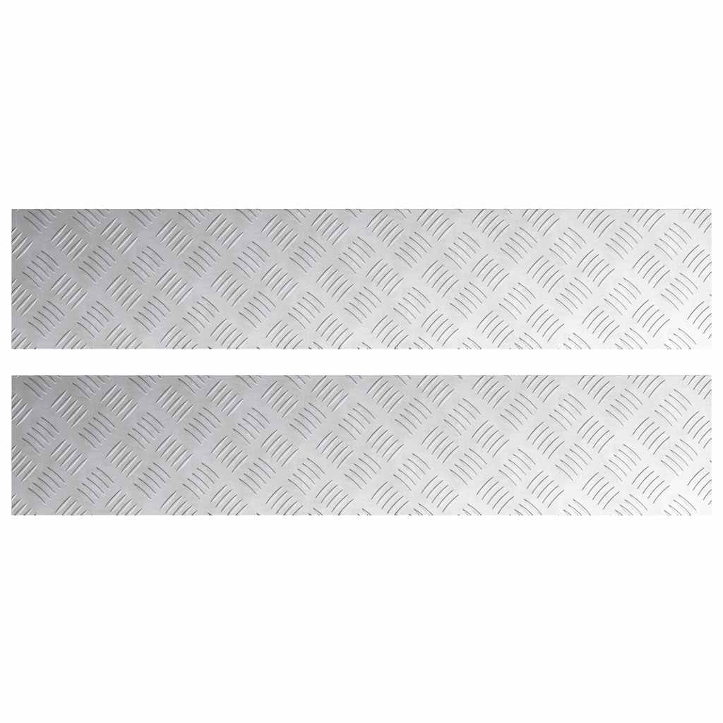 Stair Tread Rectangular 2 pcs Silver 100 x 20 cm Aluminium