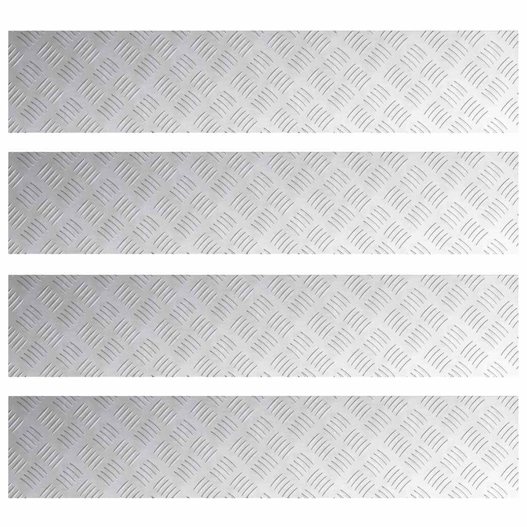 Stair Tread Rectangular 4 pcs Silver 100 x 20 cm Aluminium