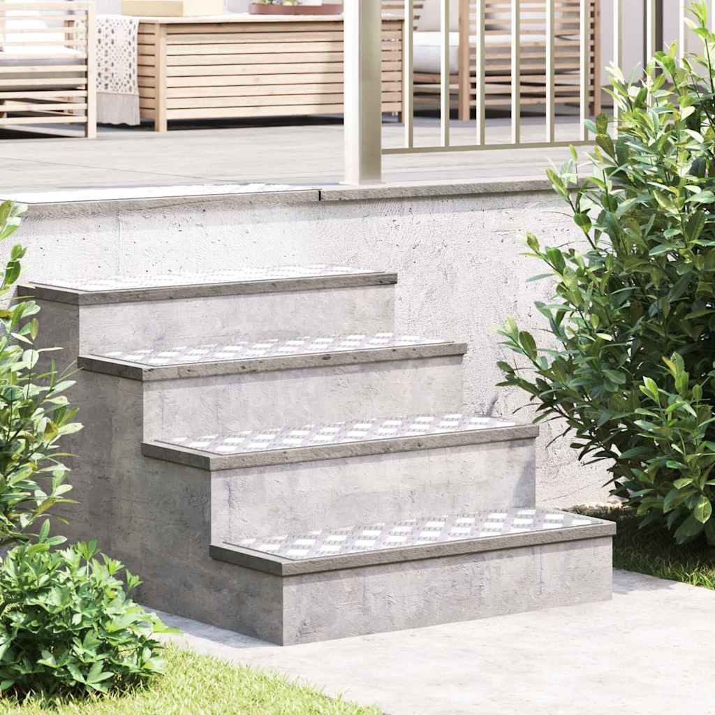 Stair Tread Rectangular 4 pcs Silver 75 x 25 cm Aluminium