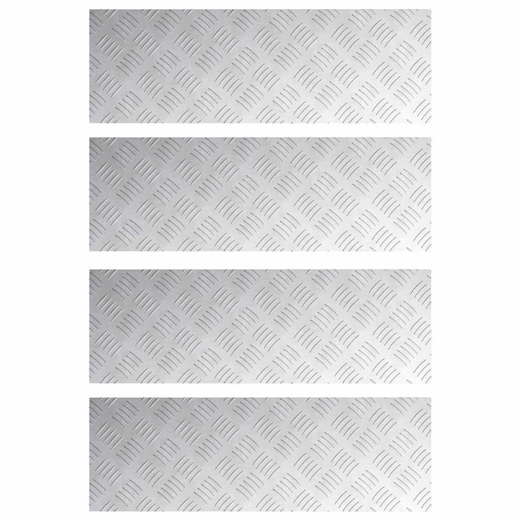 Stair Tread Rectangular 4 pcs Silver 75 x 25 cm Aluminium