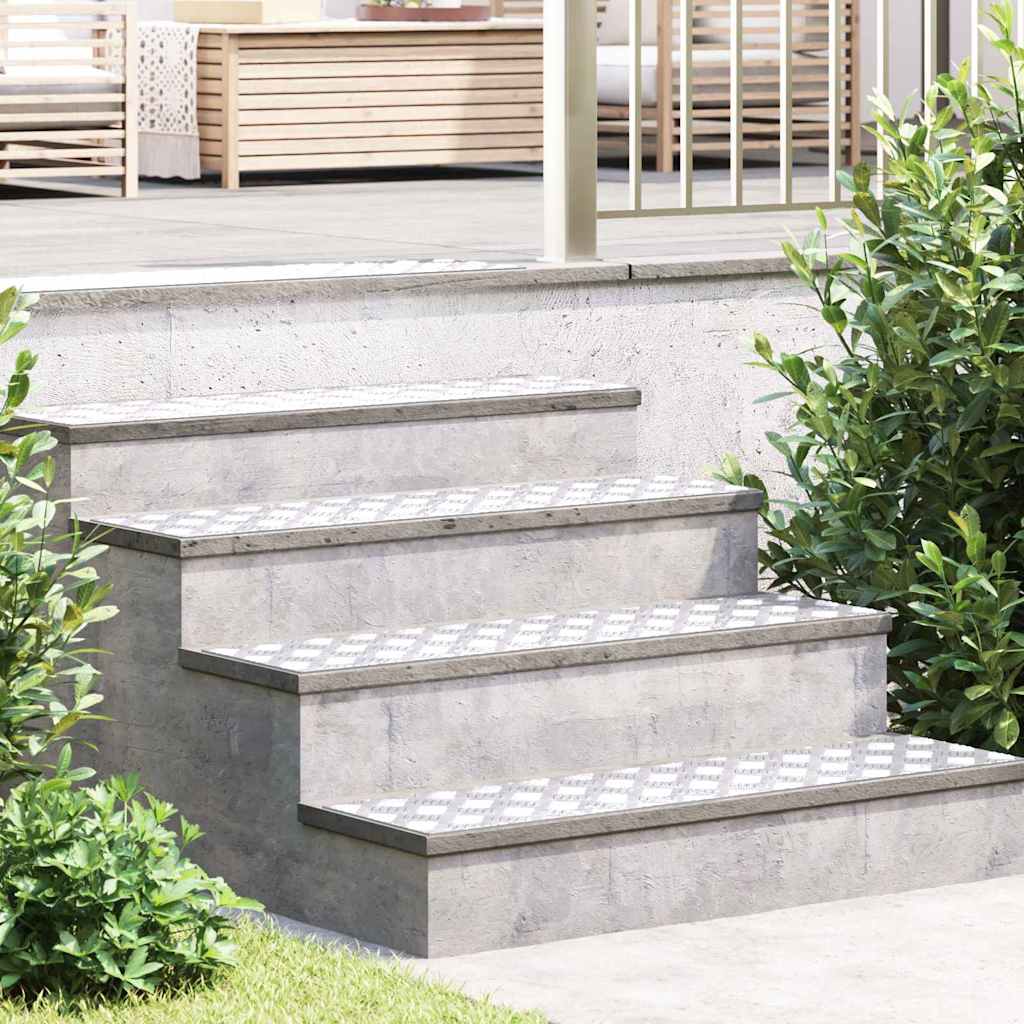 Stair Tread Rectangular 2 pcs Silver 100 x 25 cm Aluminium