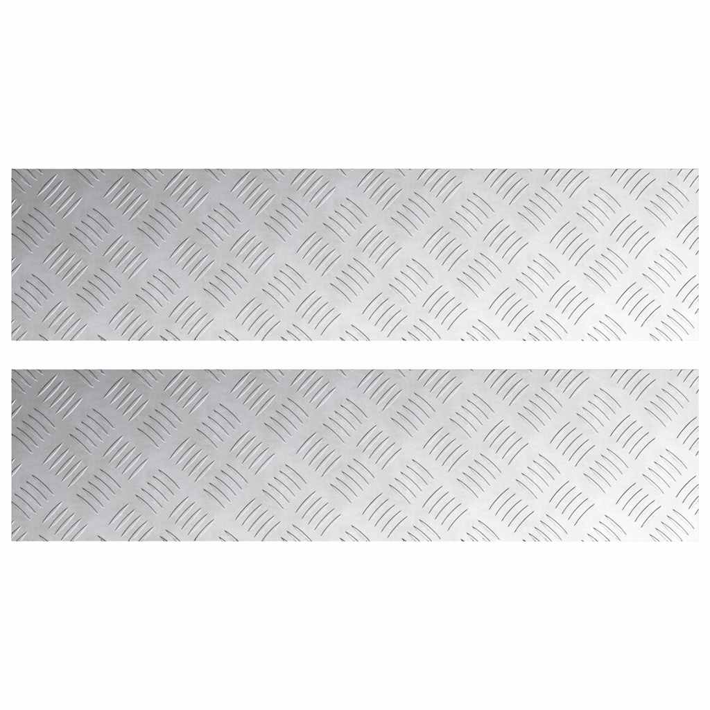 Stair Tread Rectangular 2 pcs Silver 100 x 25 cm Aluminium