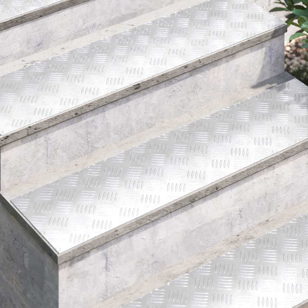 Stair Tread Rectangular 4 pcs Silver 100 x 25 cm Aluminium