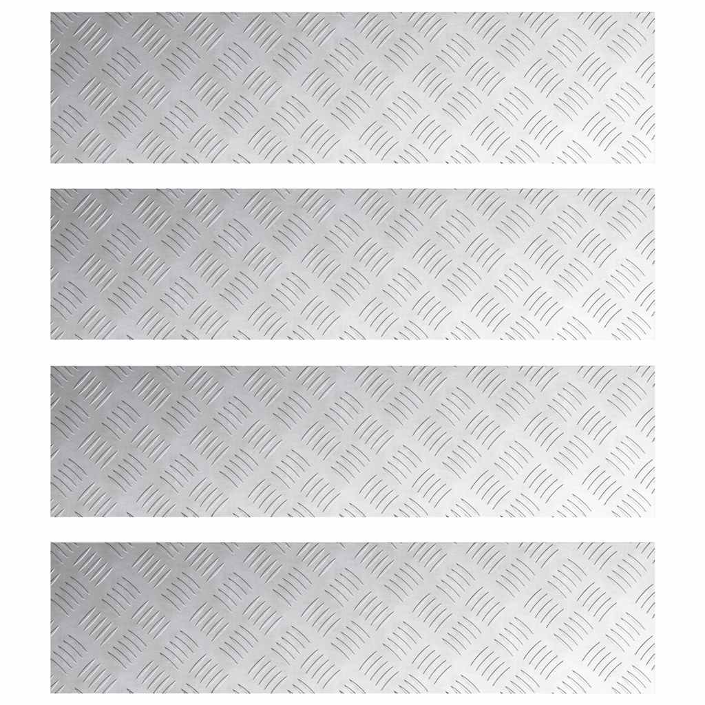 Stair Tread Rectangular 4 pcs Silver 100 x 25 cm Aluminium